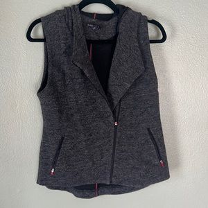 Eileen fisher grey petite small hooded vest